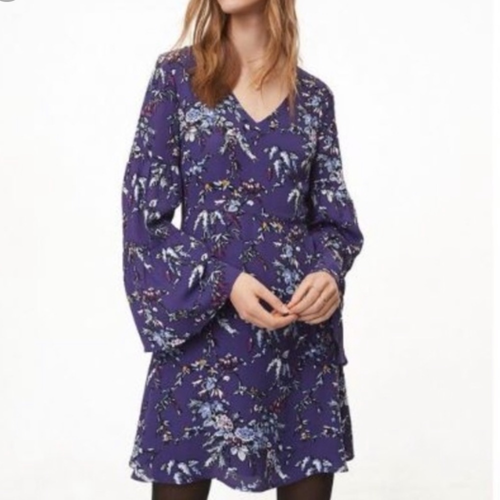 Loft Flare Sleeve Floral Dress